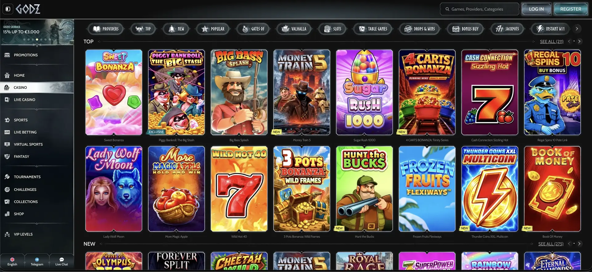 Top-Spiele und Spielautomaten im Godz Casino